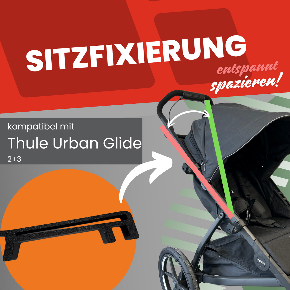 Thule Urban Glide 2 Kopfstütze/ Lehnenarretierung für Kinderwagen| Fixierung der Sitzposition | zum aufrechten Sitzen