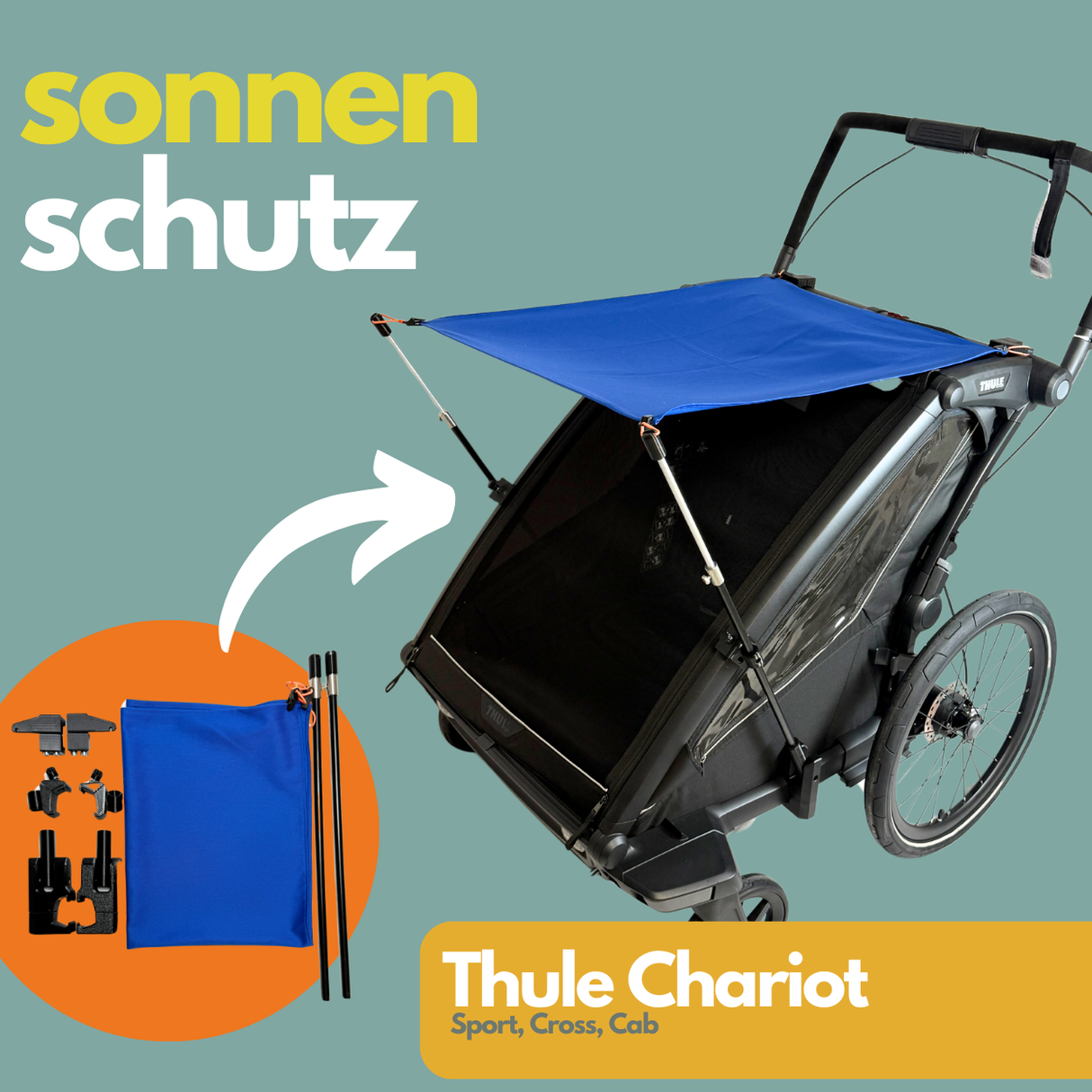 Sonnenschutz kompatibel mit Thule Chariot / Cross / Sport / Cab