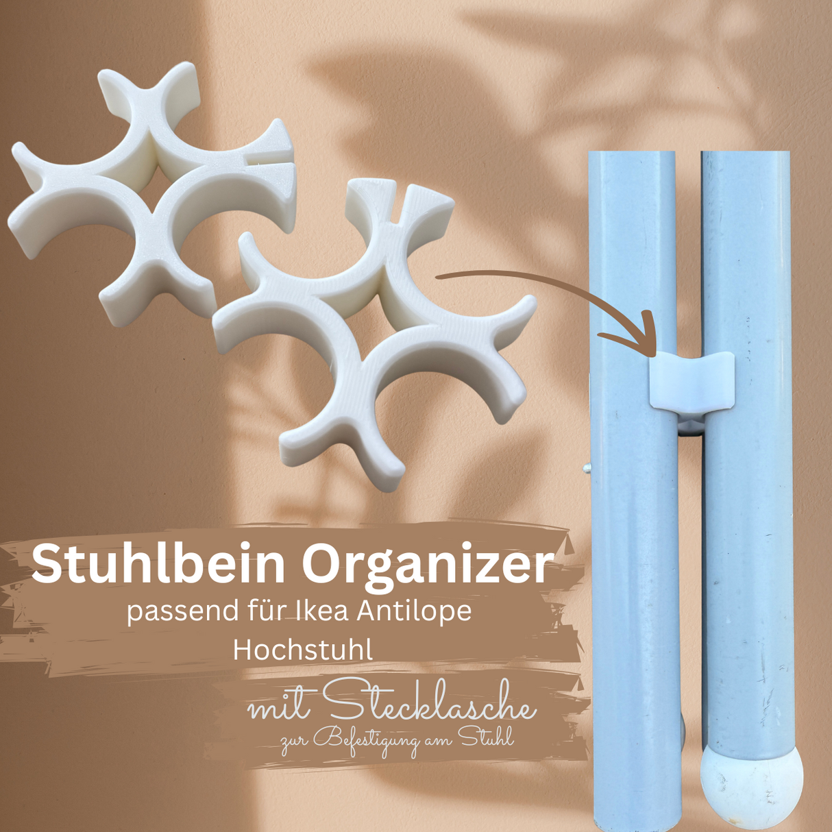 Ikea Antilkop Clip Set zur Aufbewahrung und Transport / Stuhlbein Clip / Reisen mit Kind / Ordnung am Kinderstuhl