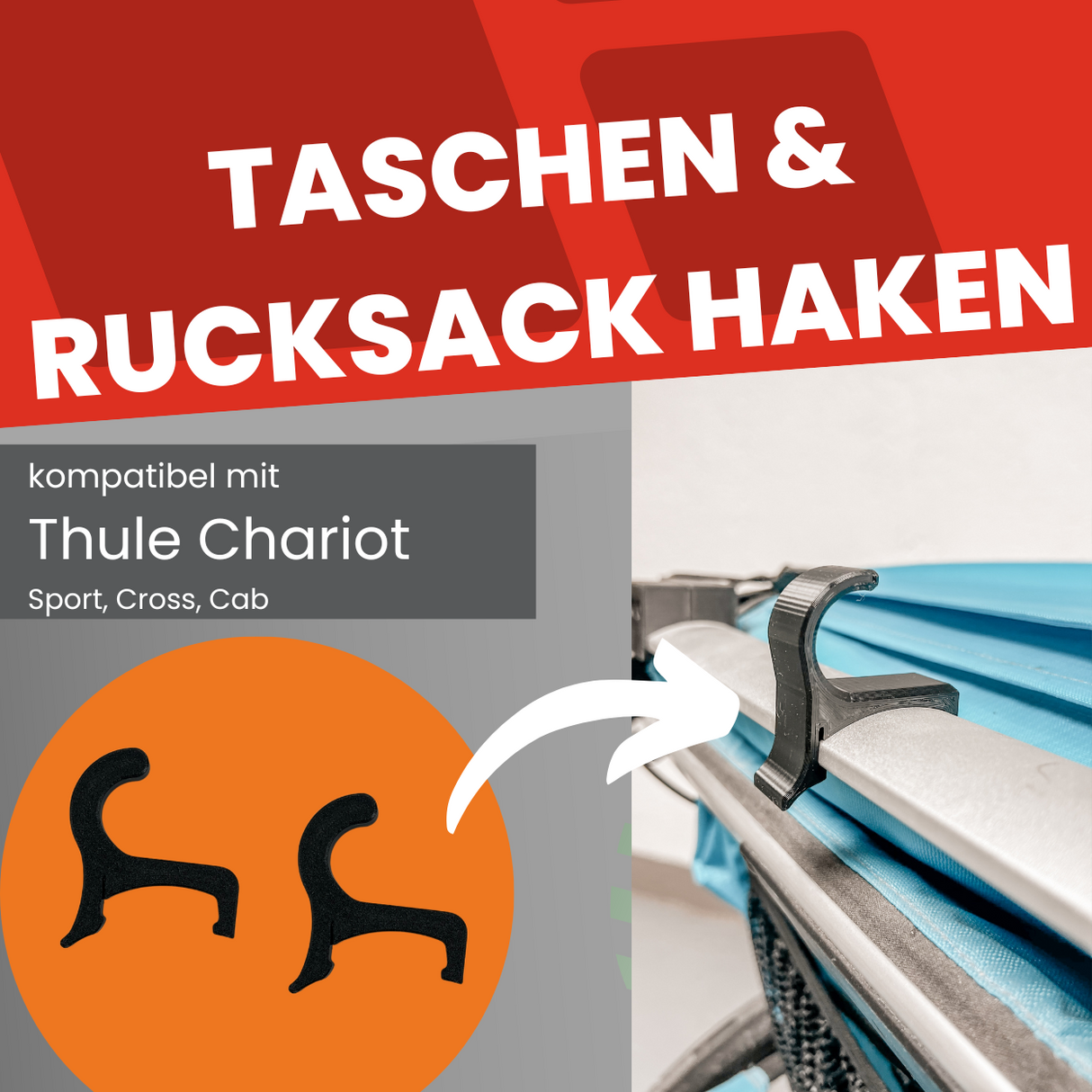 Rucksack- Und Taschenhalter kompatibel mit Thule Chariot / Cab / Cross / Sport