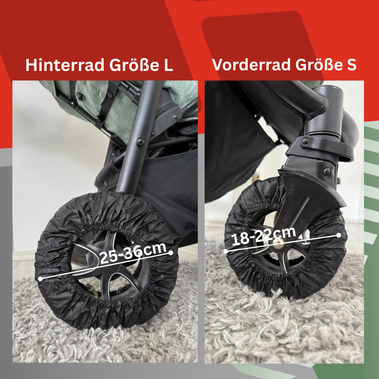 4x Reifenschutz / Radcover für Kinderwagen und Buggy