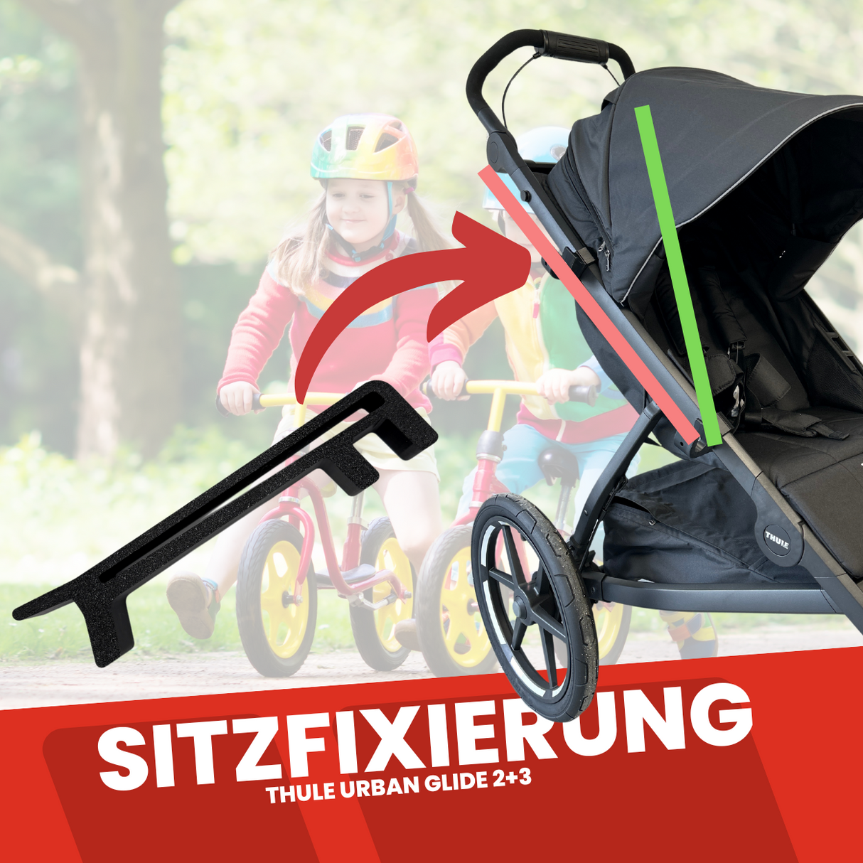 Thule Urban Glide 2 Kopfstütze/ Lehnenarretierung für Kinderwagen| Fixierung der Sitzposition | zum aufrechten Sitzen