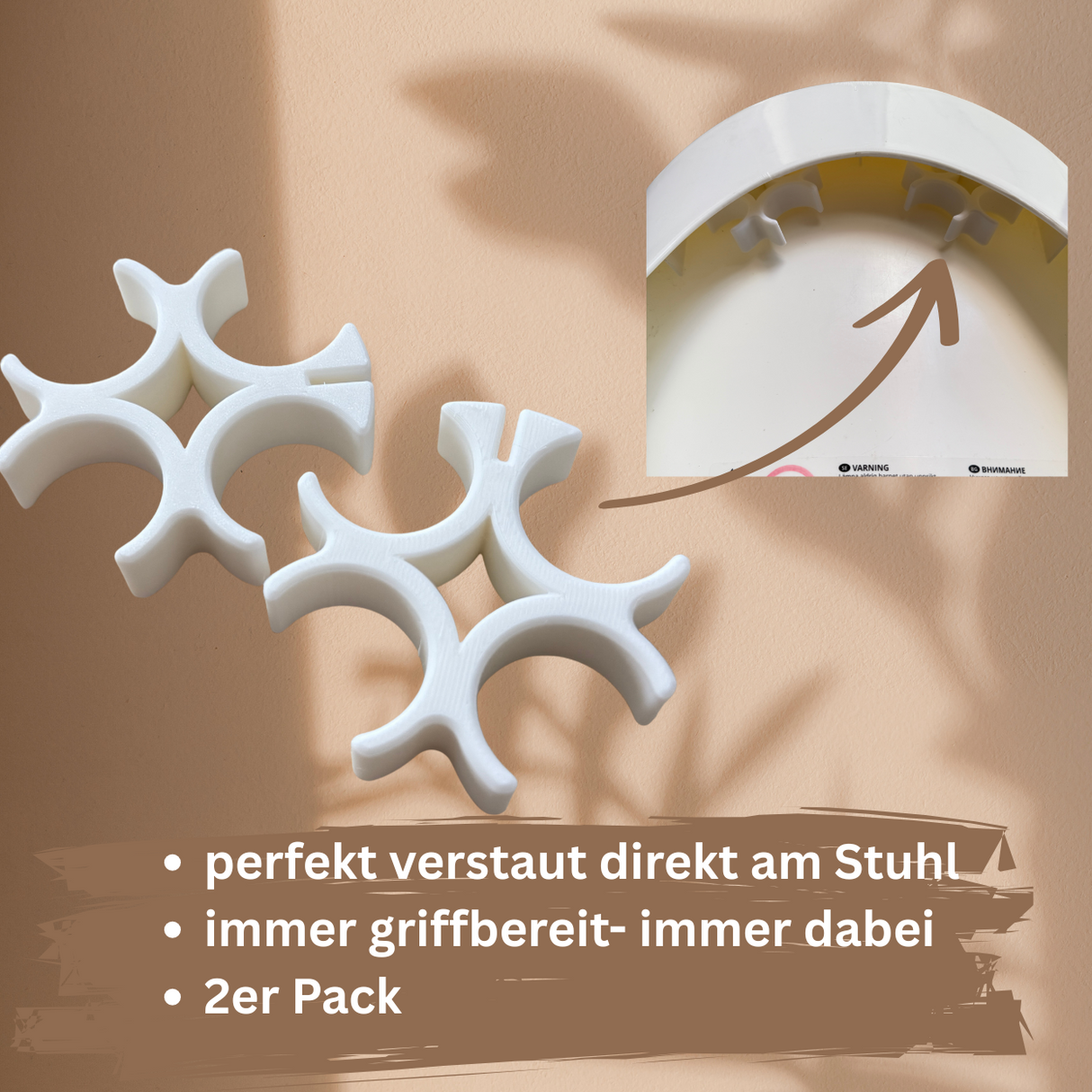 Ikea Antilkop Clip Set zur Aufbewahrung und Transport / Stuhlbein Clip / Reisen mit Kind / Ordnung am Kinderstuhl