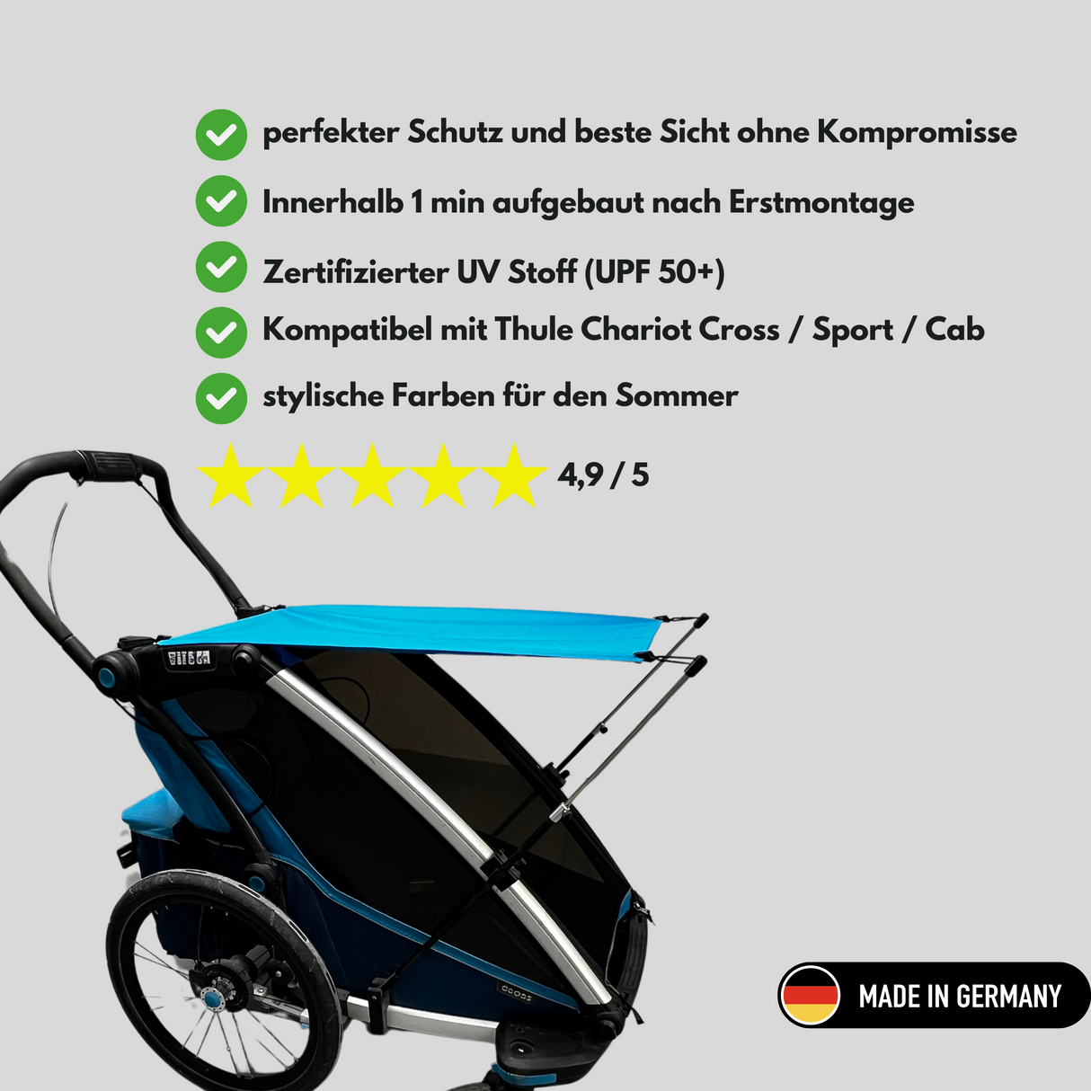 Sonnenschutz kompatibel mit Thule Chariot / Cross / Sport / Cab