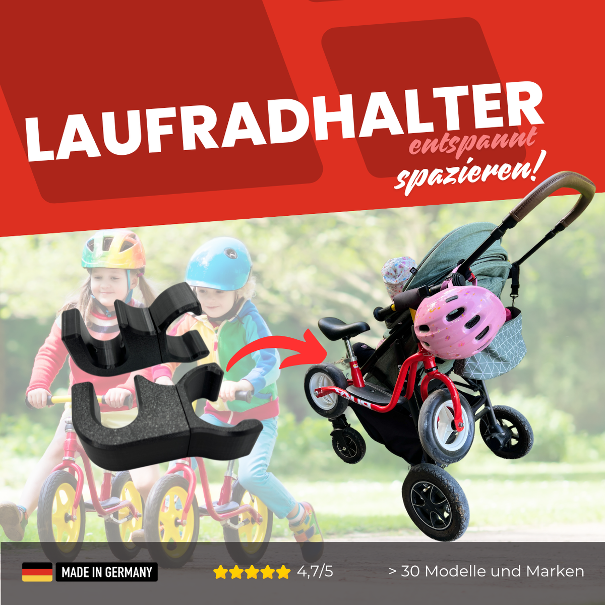 Laufradhalter für Kinderwagen und Buggys / Laufradbefestigung / Laufra –  der-Laufradhalter.de