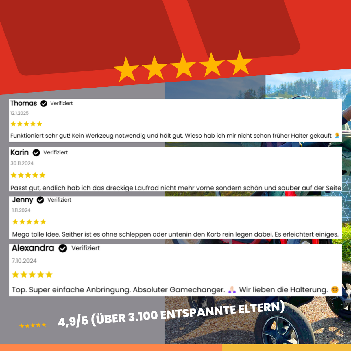 Laufradhalter kompatibel mit Uppa Baby Vista | Ridge