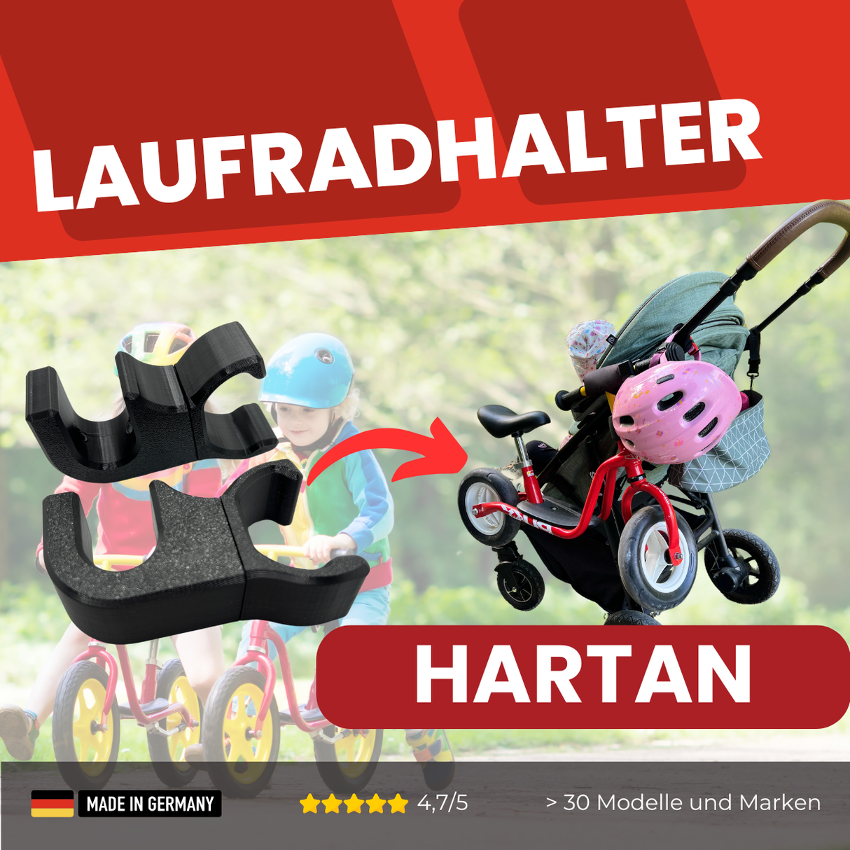 Laufradhalter kompatibel mit Hartan Racer GT / GTS / GTX