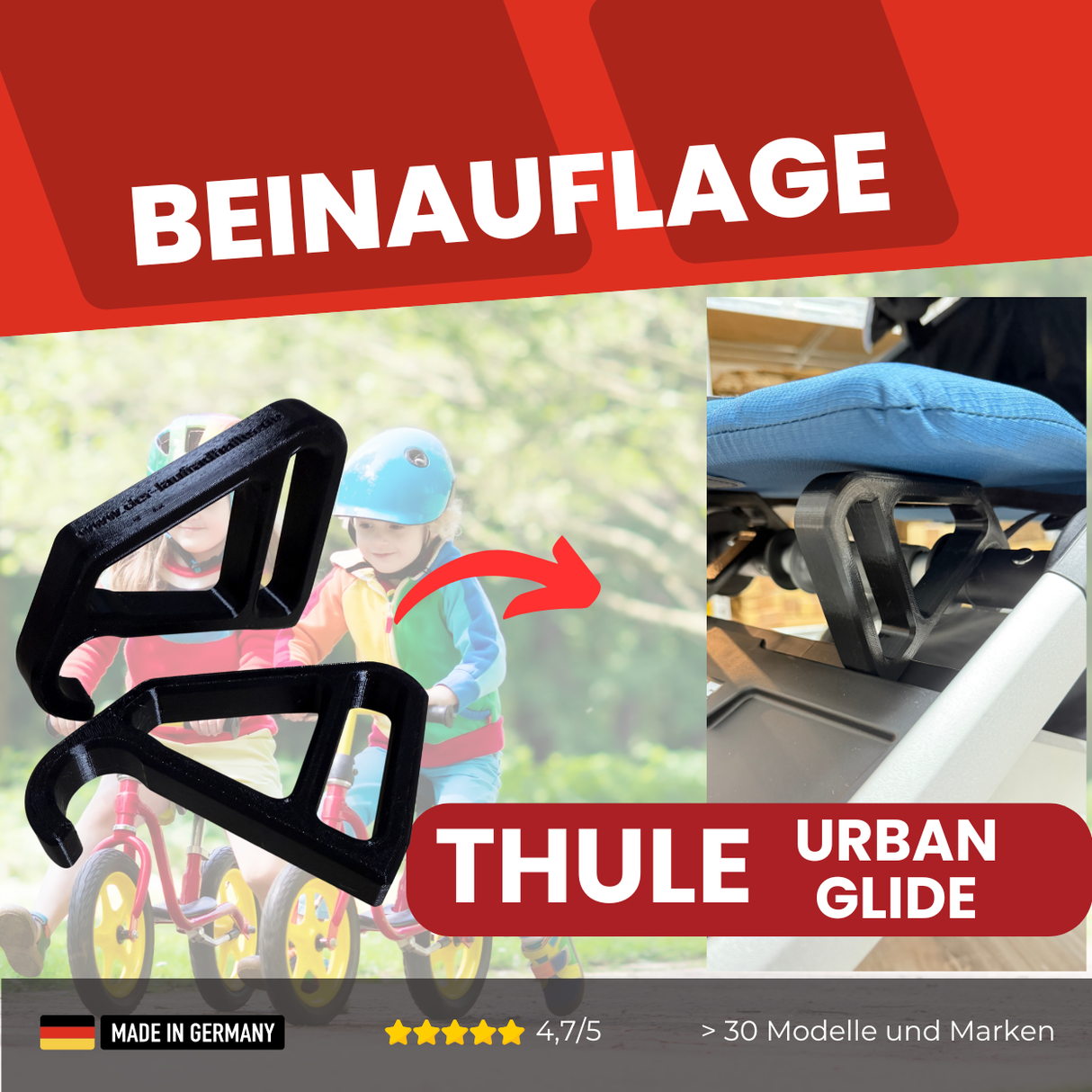 Thule Urban Glide 2 Bundle mit Laufradhalter + Beinauflage + Lehnennarretierung