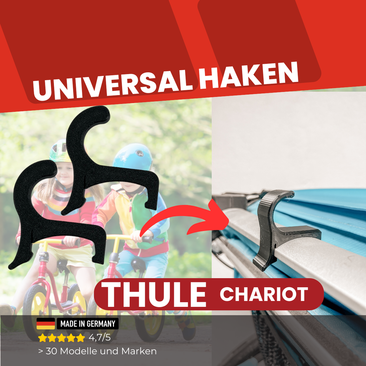 Rucksack- Und Taschenhalter kompatibel mit Thule Chariot / Cab / Cross / Sport