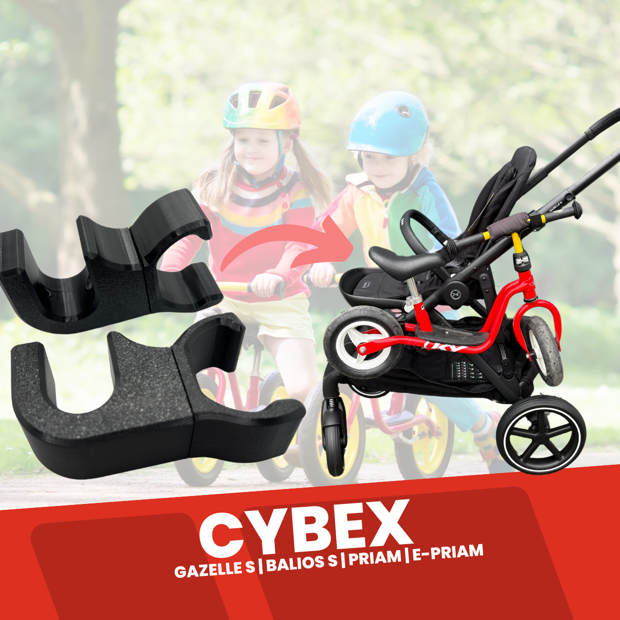 Laufradhalter kompatibel mit Cybex Gazalle S | Balios | Priam | E-Priam