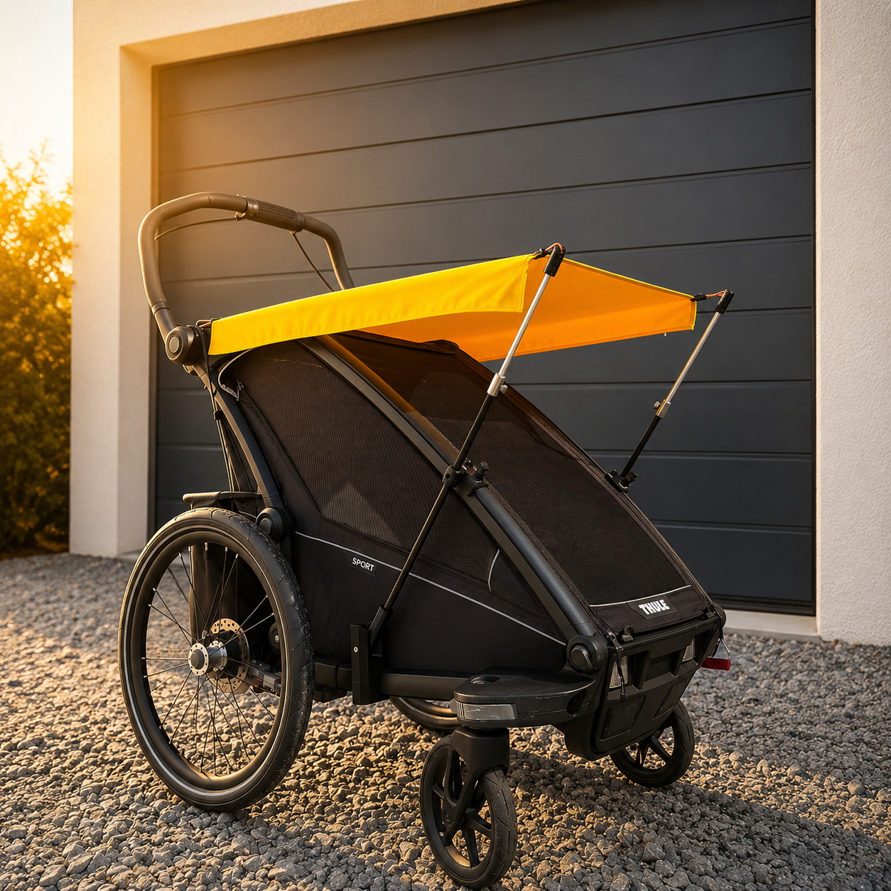 Sonnenschutz kompatibel mit Thule Chariot / Cross / Sport / Cab - Schwarz / 2017