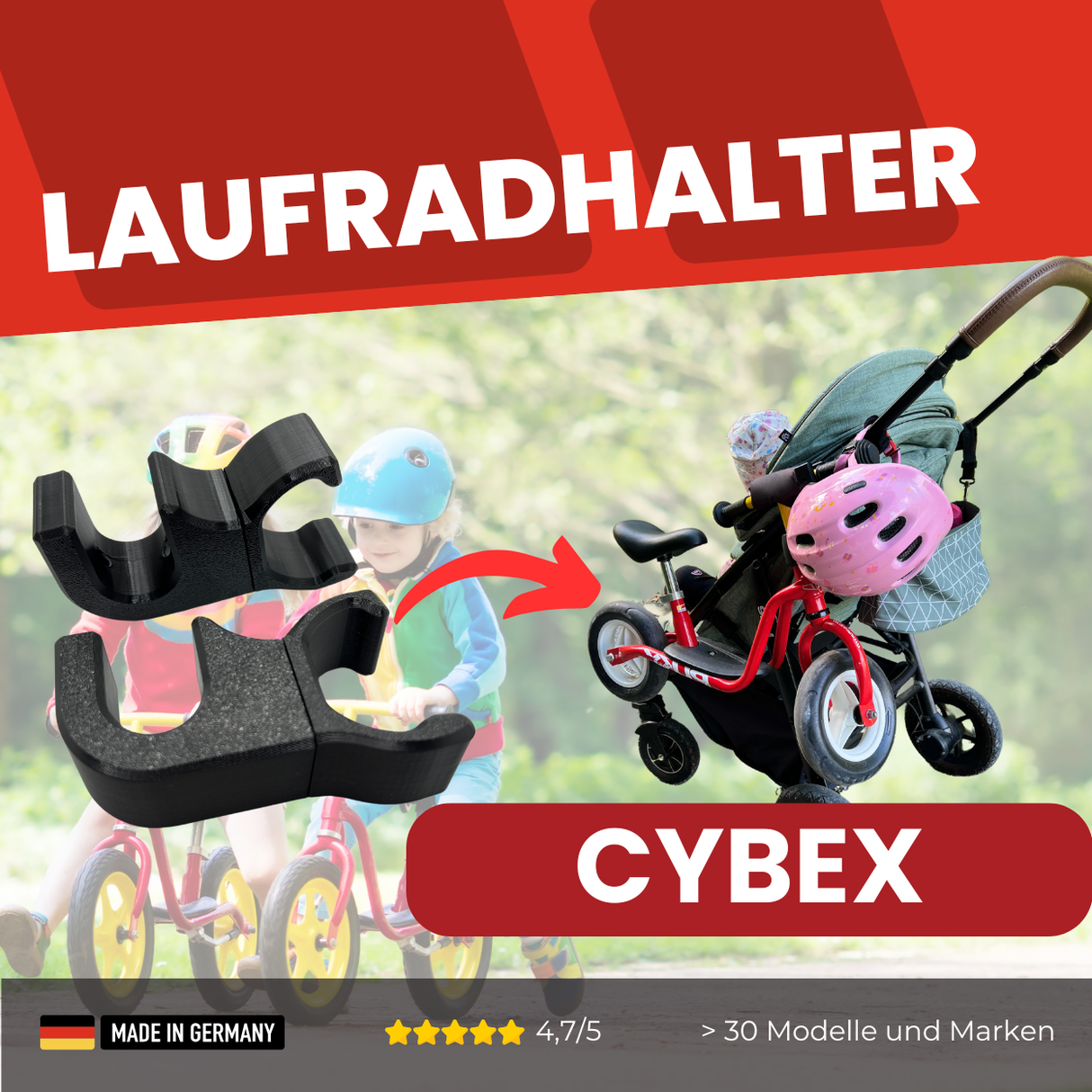 Laufradhalter kompatibel mit Cybex Gazalle S | Balios | Priam | E-Priam |e-Gazelle S