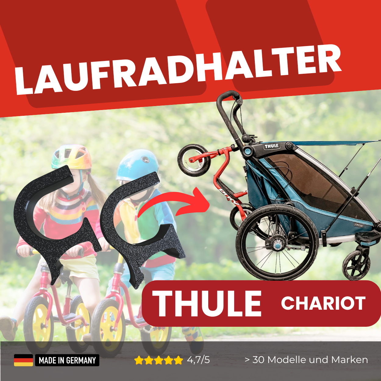 halterung thule fahrradanhänger Laufradhalter für Thule Chariot / Cab / Sport / Cross – der-Laufradhalter.de