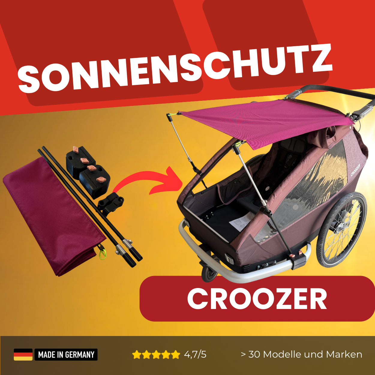 sonnensegel croozer Sonnenschutz kompatibel mit Croozer Kid Vaaya