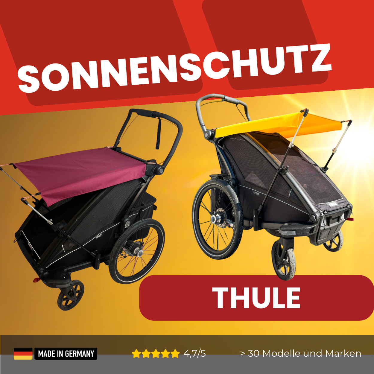 fahrradanhänger sonnenschutz Sonnenschutz kompatibel mit Thule Chariot / Cross / Sport / Cab - Schwarz / 2017