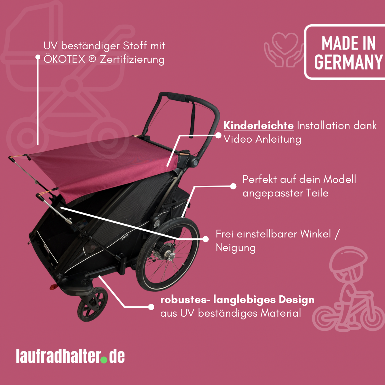 thule fahrradanhänger zubehör sonnenschutz Sonnenschutz kompatibel mit Thule Chariot / Cross / Sport / Cab - Schwarz / 2017